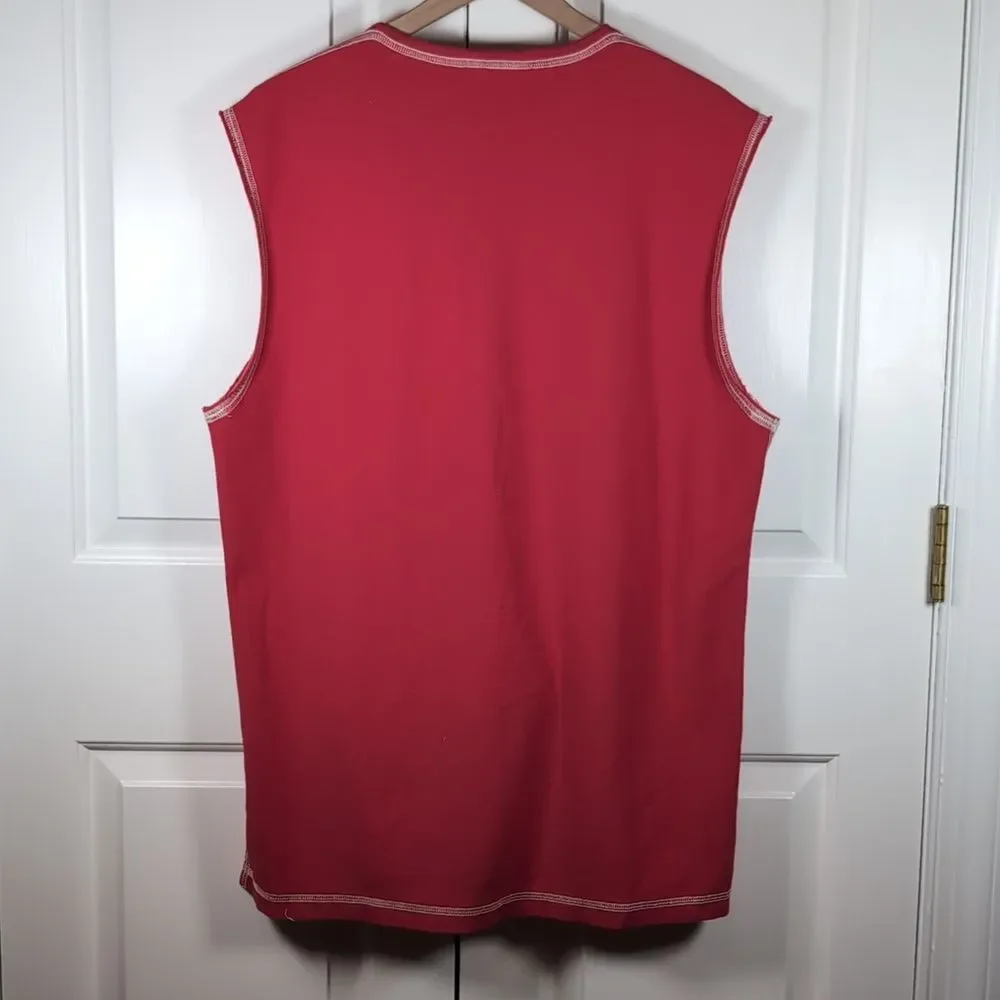 True Religion Ruby Red Elongated Muscle Tee XL Y2K Minimalist Streetwear